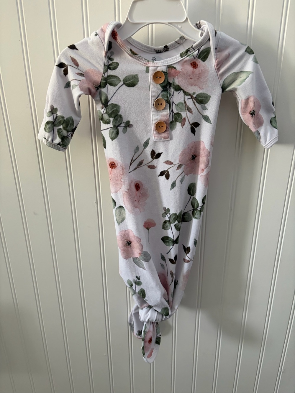 Caden Lane Millie Baby Floral Knot Gown - Pink & Green Bloom
